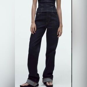 Zara Loose Fit Indigo Jeans 40 USA 8 High Rise Signature Denim Y2K Classic